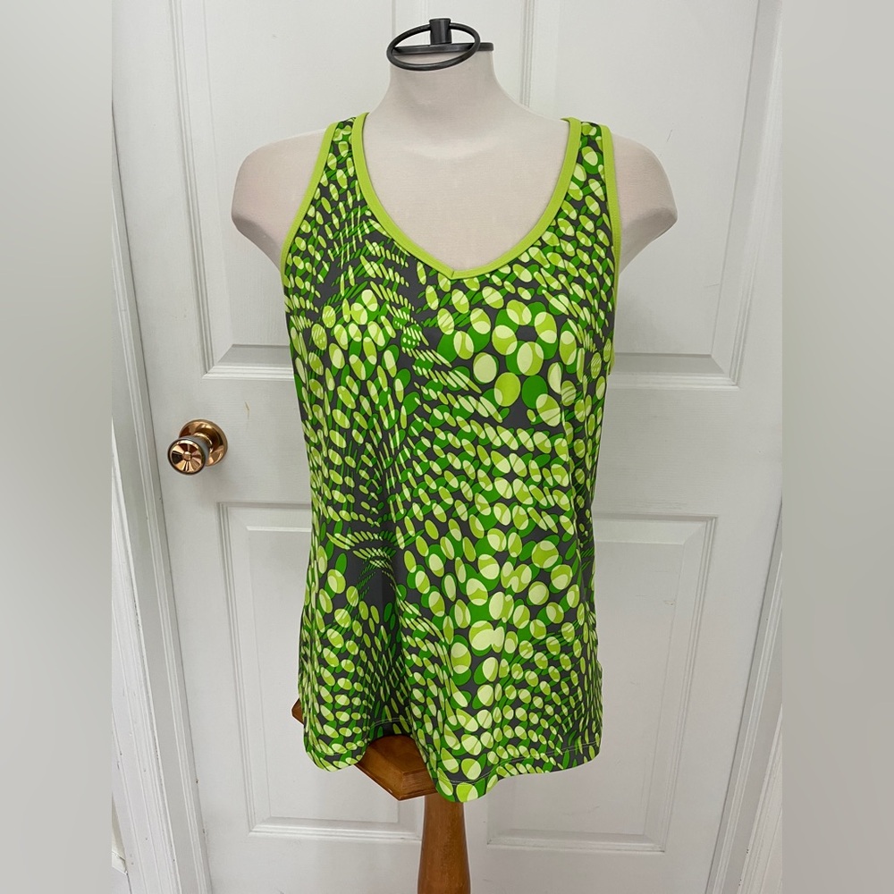 Xersion Green Patterned Tank Top ladies XL